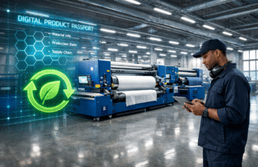 High-precision automated textile cutting machinery from Svegea of Sweden demonstrating sustainable, zero-waste production for EU compliance