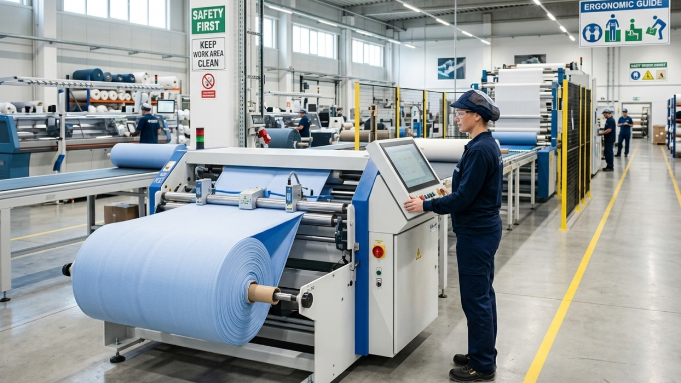 PLANT SAFETY Automated strip cutting machinery supporting factory plant safety and operator ergonomics.